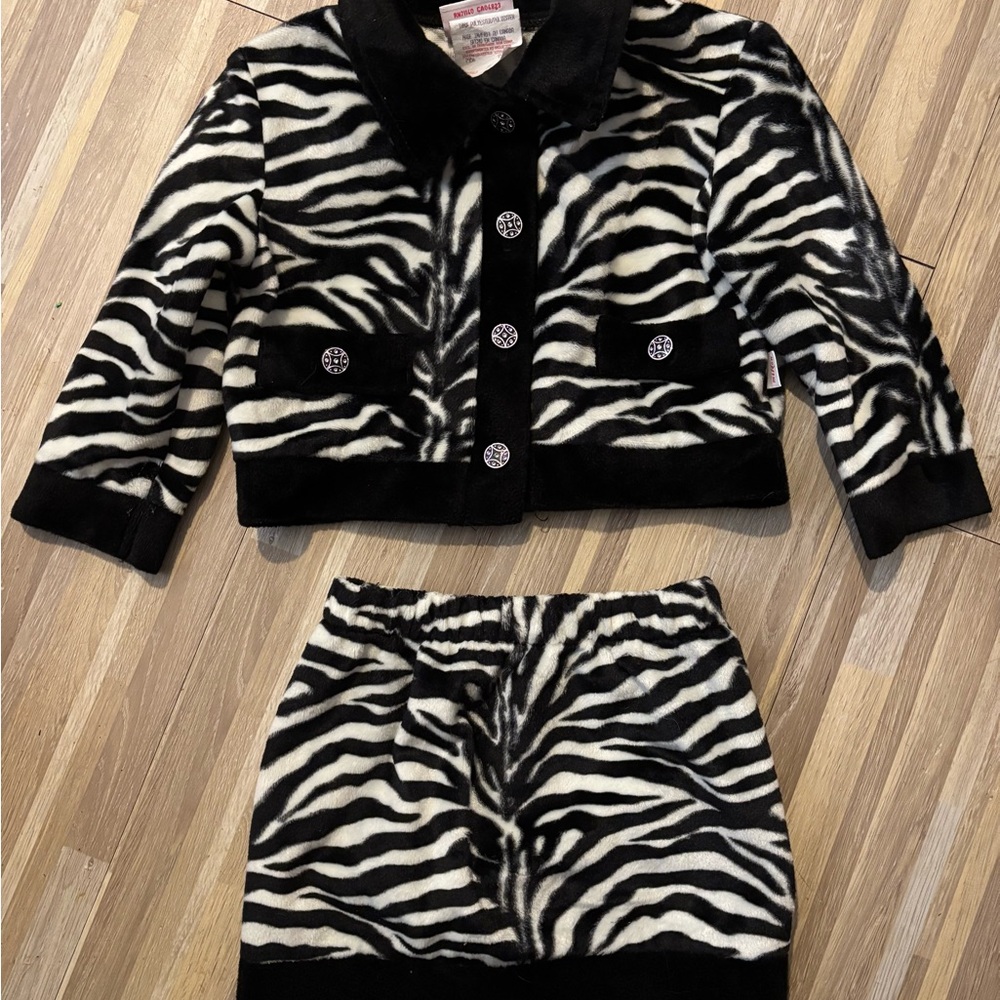 Chic Zebra Print Jacket and Skirt Set